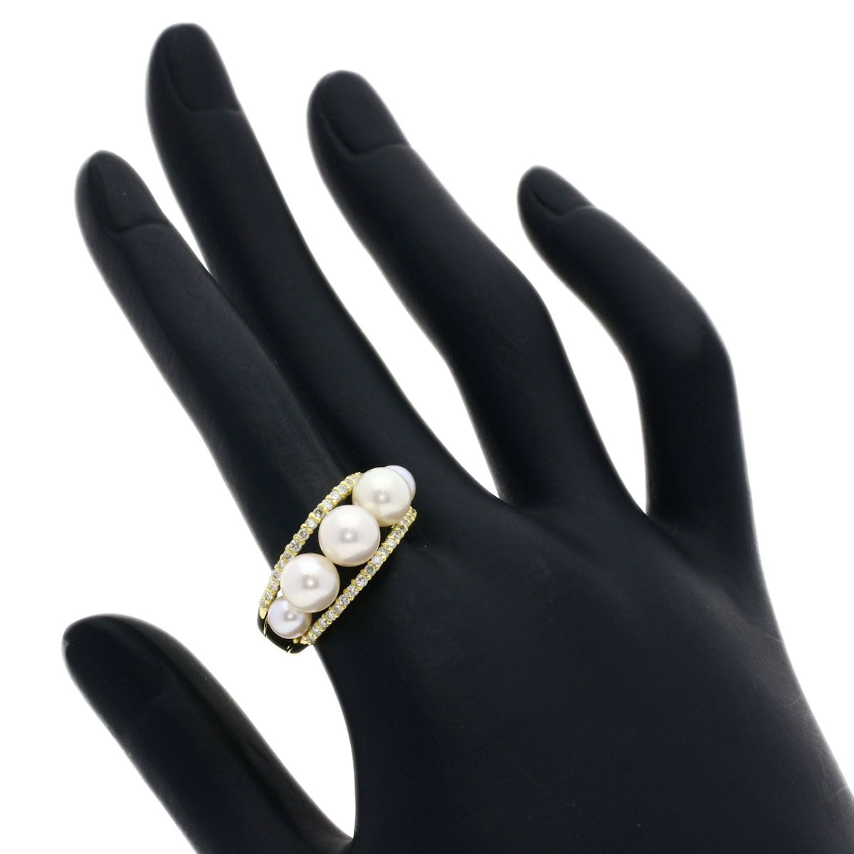 0.38ct Pearl Pearl Diamond Ring K18 Yellow Gold 7.8g　Ladies