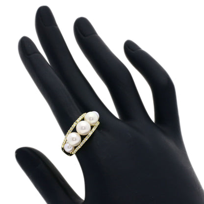 0.38ct Pearl Pearl Diamond Ring K18 Yellow Gold 7.8g　Ladies