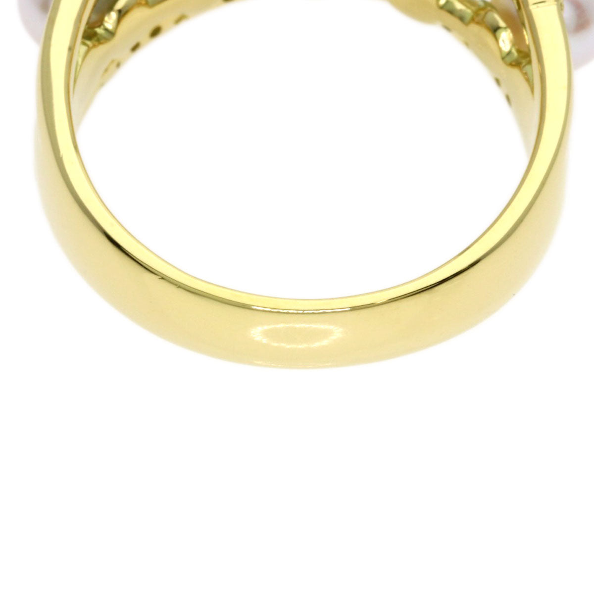 0.38ct Pearl Pearl Diamond Ring K18 Yellow Gold 7.8g　Ladies