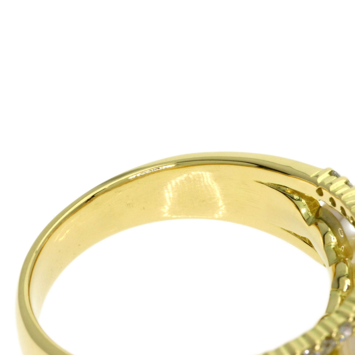 0.38ct Pearl Pearl Diamond Ring K18 Yellow Gold 7.8g　Ladies