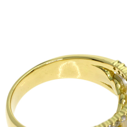 0.38ct Pearl Pearl Diamond Ring K18 Yellow Gold 7.8g　Ladies