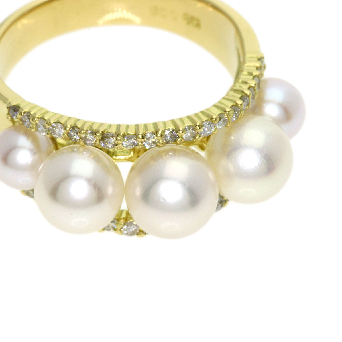 0.38ct Pearl Pearl Diamond Ring K18 Yellow Gold 7.8g　Ladies