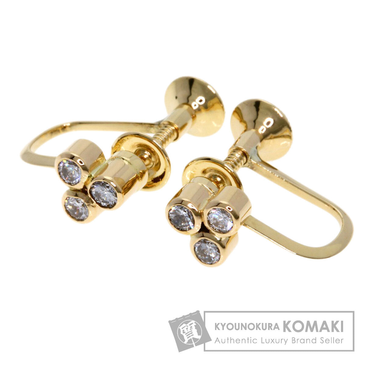 TASAKI 3P Diamond Earring K14 Yellow Gold Ladies [Used]