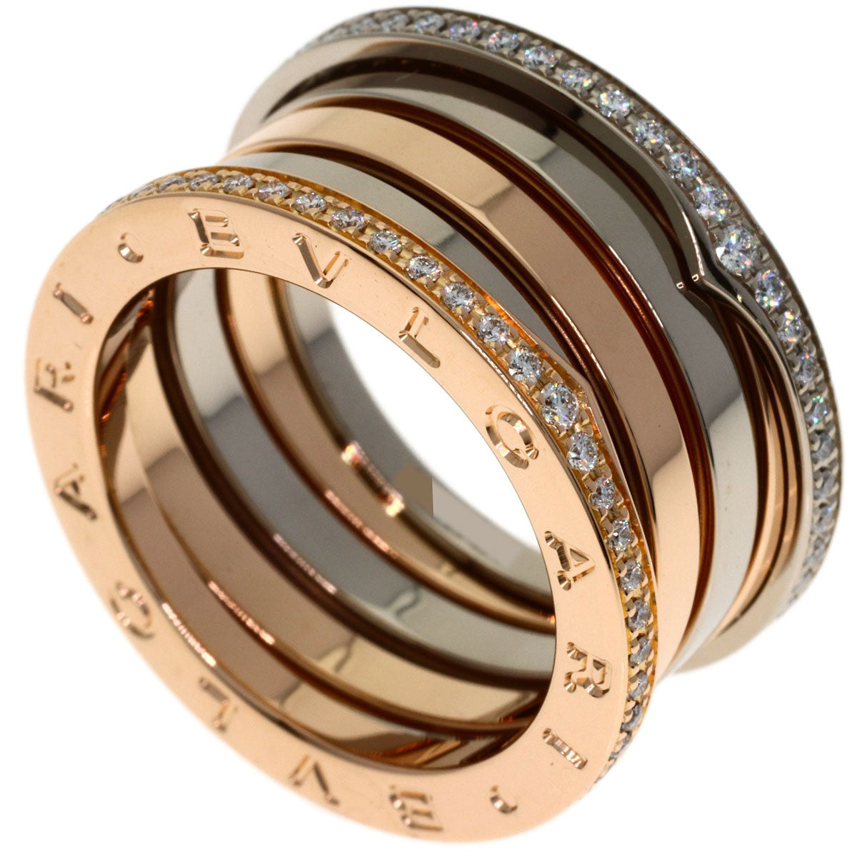 BVLGARI Perfect Mistake Diamond 4-band #54 Ring K18 Yellow Gold K18 White GoldLadies [Used]
