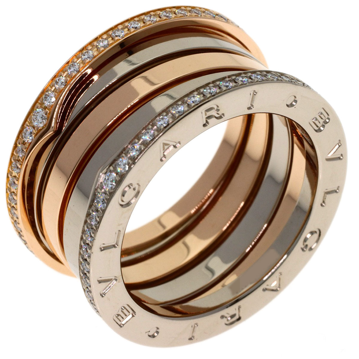 BVLGARI Perfect Mistake Diamond 4-band #54 Ring K18 Yellow Gold K18 White GoldLadies [Used]