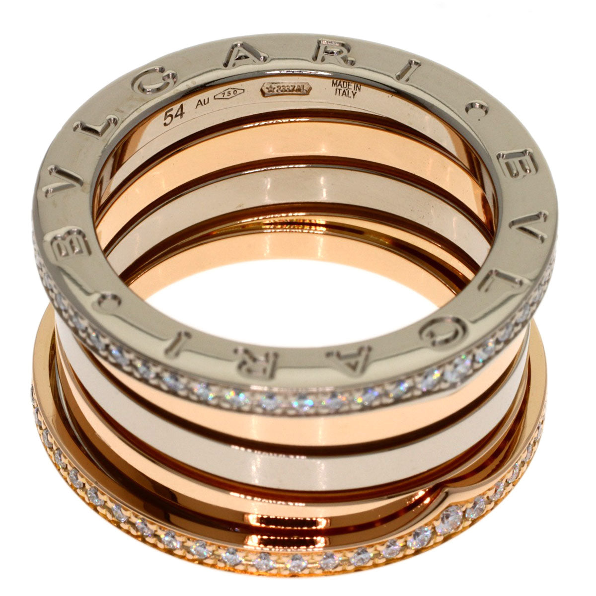 BVLGARI Perfect Mistake Diamond 4-band #54 Ring K18 Yellow Gold K18 White GoldLadies [Used]