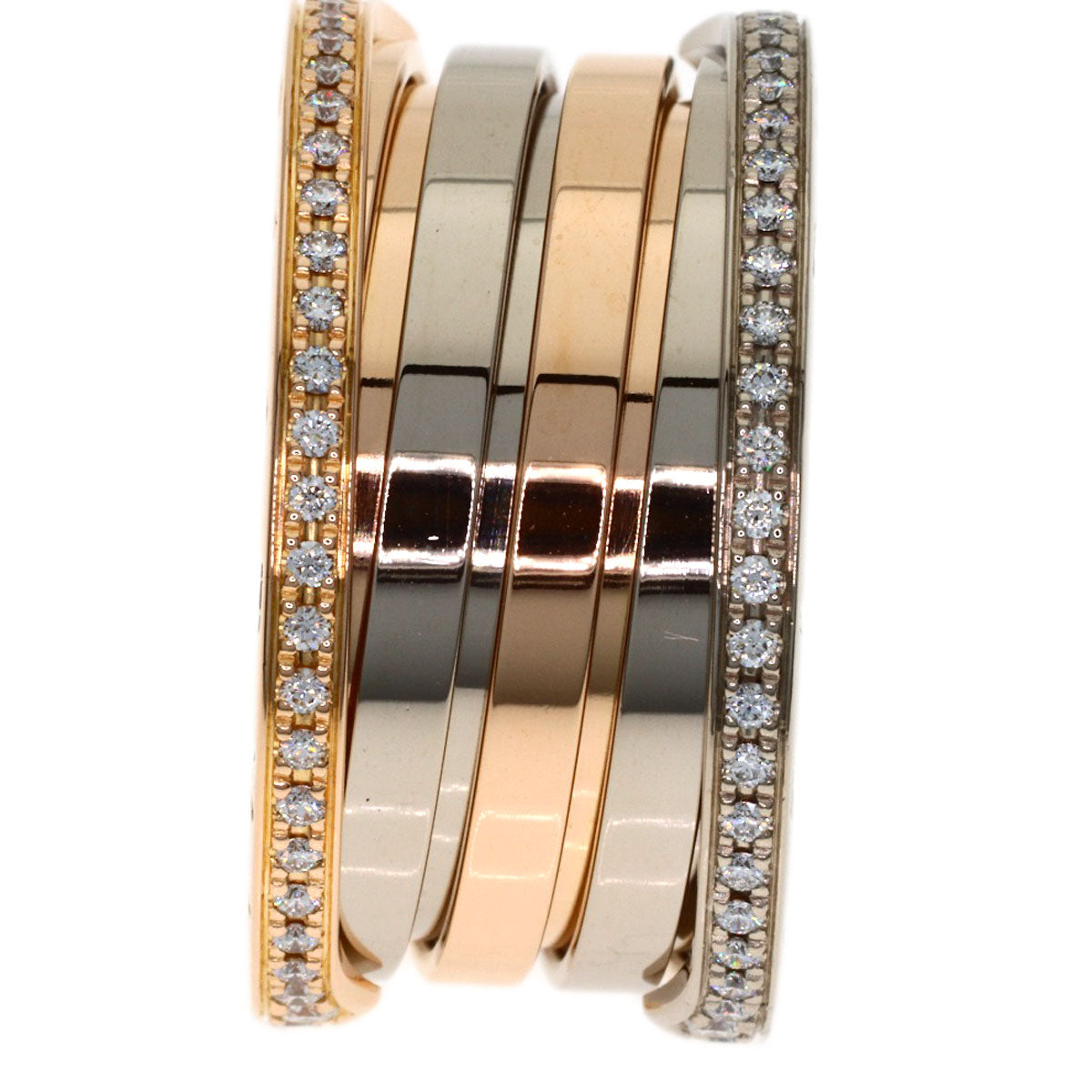 BVLGARI Perfect Mistake Diamond 4-band #54 Ring K18 Yellow Gold K18 White GoldLadies [Used]