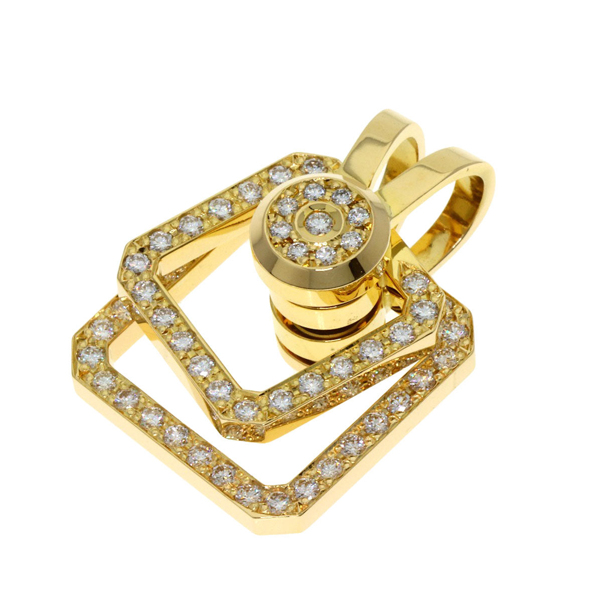 WALTHAM swing diamond Pendant top K18 Yellow Gold Ladies [Used]