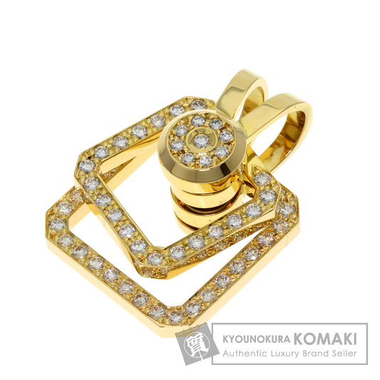 WALTHAM swing diamond Pendant top K18 Yellow Gold Ladies [Used]
