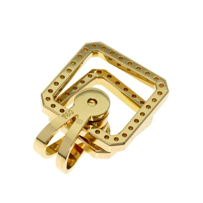 WALTHAM swing diamond Pendant top K18 Yellow Gold Ladies [Used]