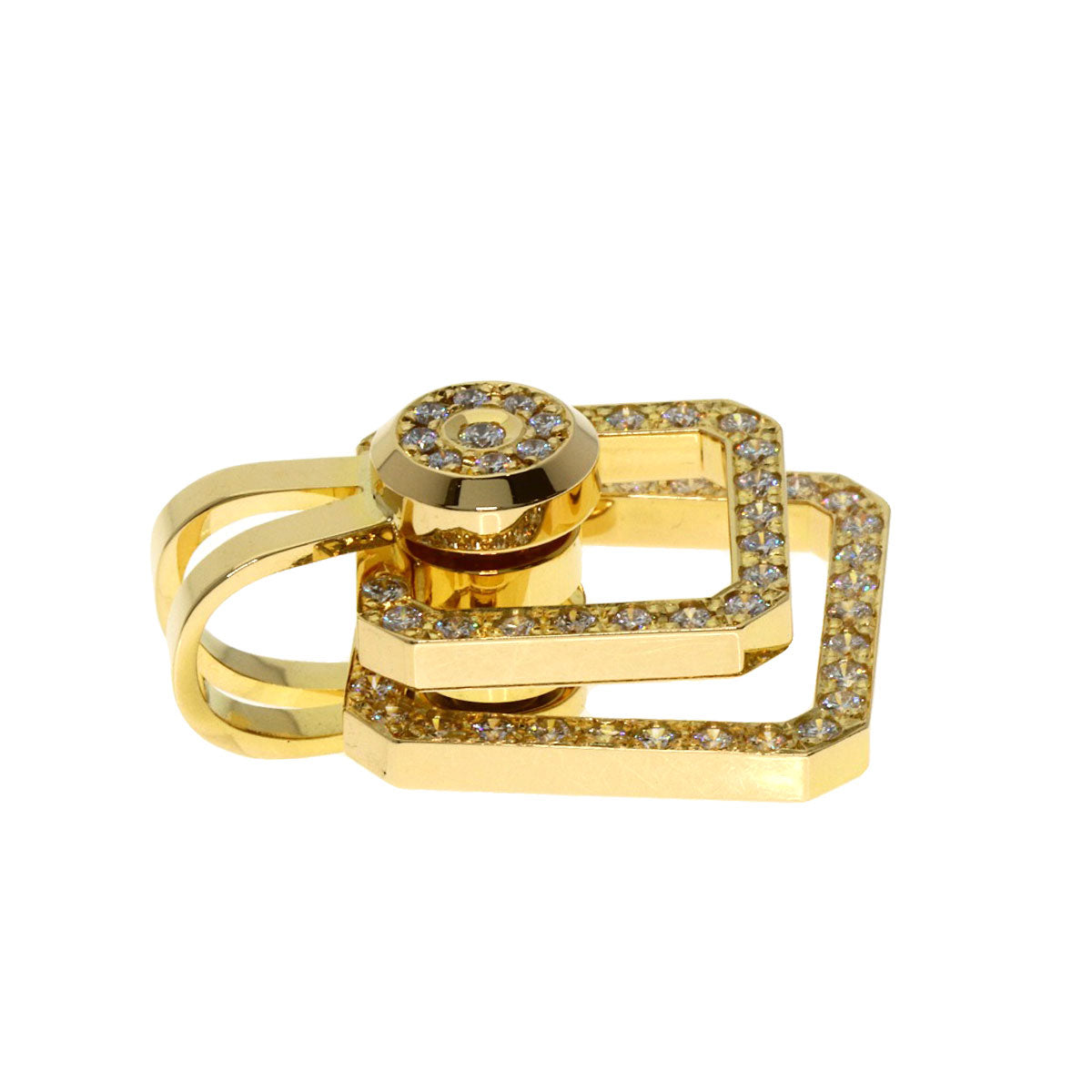 WALTHAM swing diamond Pendant top K18 Yellow Gold Ladies [Used]