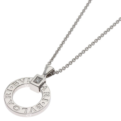 BVLGARI Double logo 1P Diamond Necklace K18 White Gold Ladies [Used]