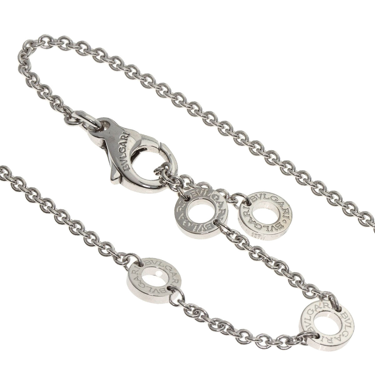 BVLGARI Double logo 1P Diamond Necklace K18 White Gold Ladies [Used]