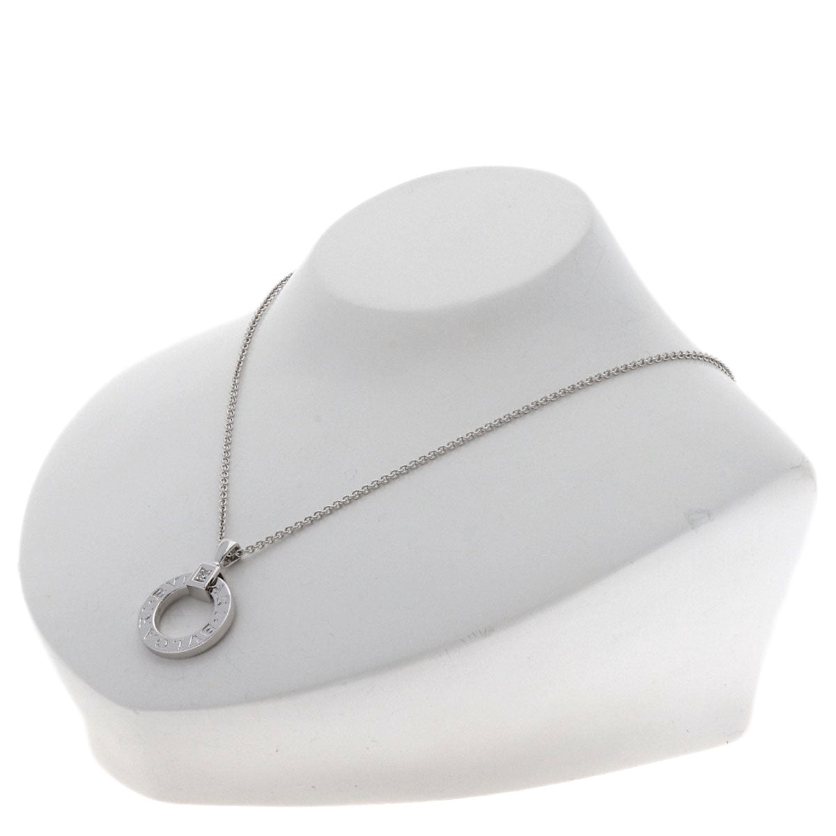 BVLGARI Double logo 1P Diamond Necklace K18 White Gold Ladies [Used]