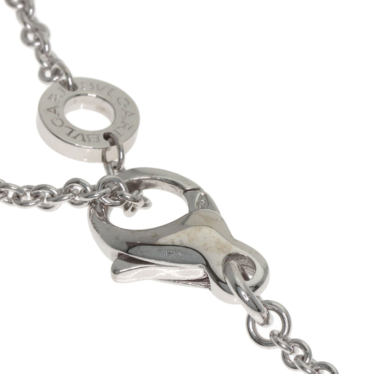 BVLGARI Double logo 1P Diamond Necklace K18 White Gold Ladies [Used]