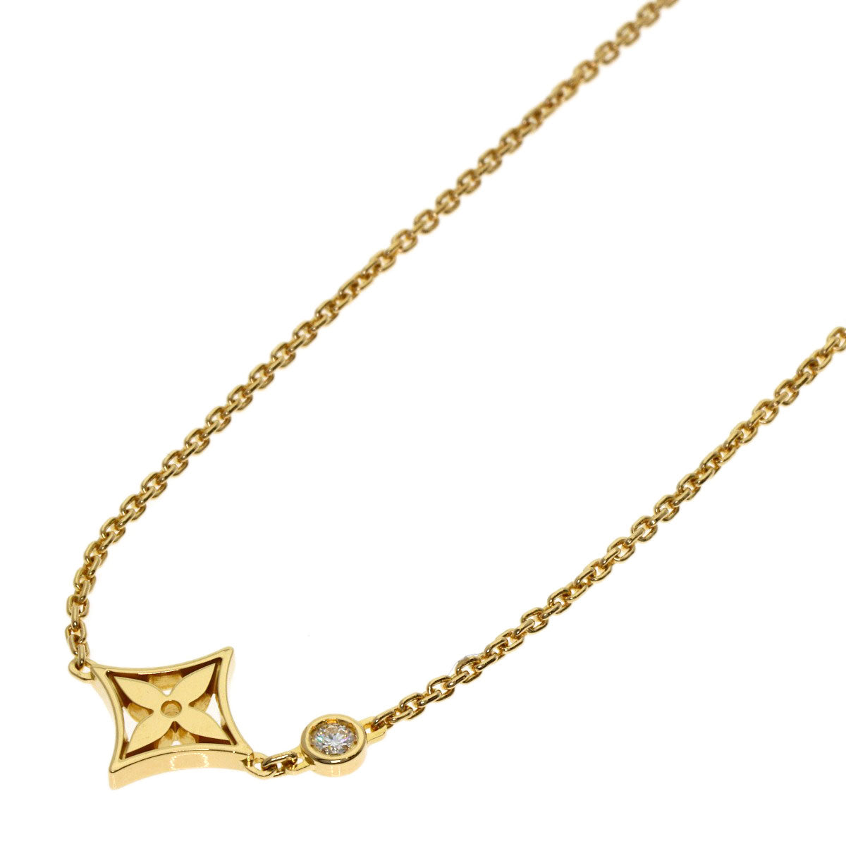 LOUIS VUITTON Pendant Monogram Ldylle 1P Diamond Necklace K18 Yellow Gold Ladies [Used]