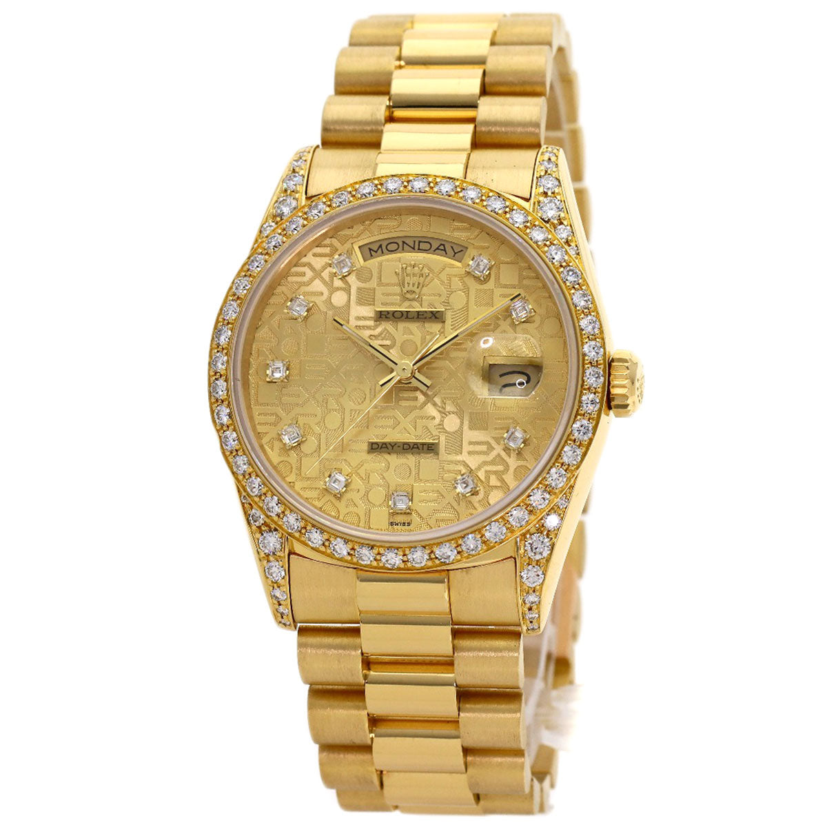 ROLEX Day-Date Bezel-Lug Diamond Watches 18388G K18 Yellow Gold/18K Yellow Gold mens