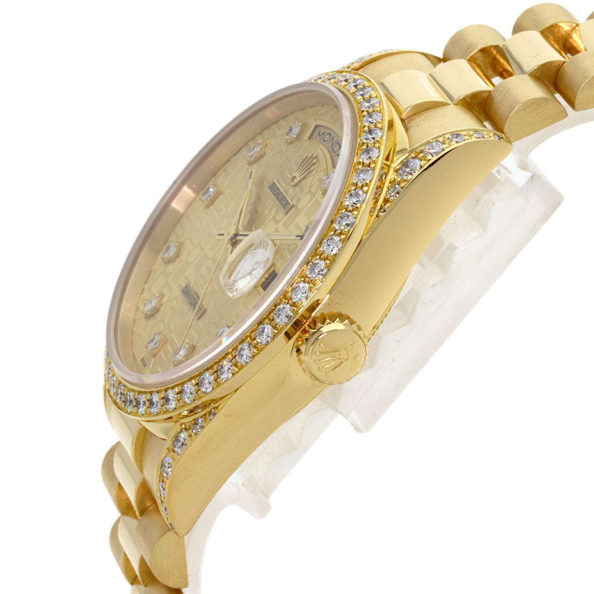 ROLEX Day-Date Bezel-Lug Diamond Watches 18388G K18 Yellow Gold/18K Yellow Gold mens