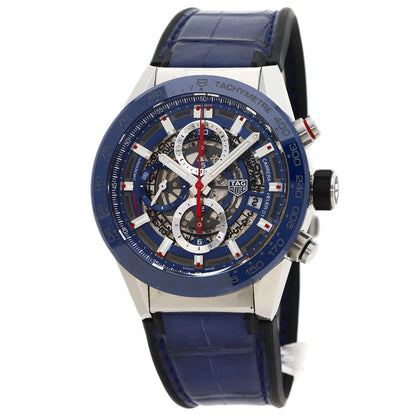 TAG HEUER Carrera Calibre Heuer 01 1.7" Watches CAR201T.FC6406 Stainless Steel/Rubber xLeather mens