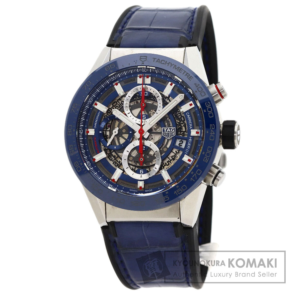 TAG HEUER Carrera Calibre Heuer 01 1.7" Watches CAR201T.FC6406 Stainless Steel/Rubber xLeather mens