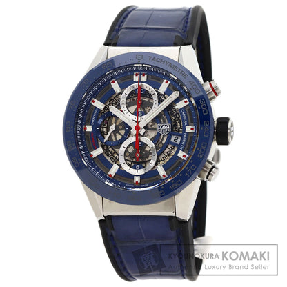 TAG HEUER Carrera Calibre Heuer 01 1.7" Watches CAR201T.FC6406 Stainless Steel/Rubber xLeather mens