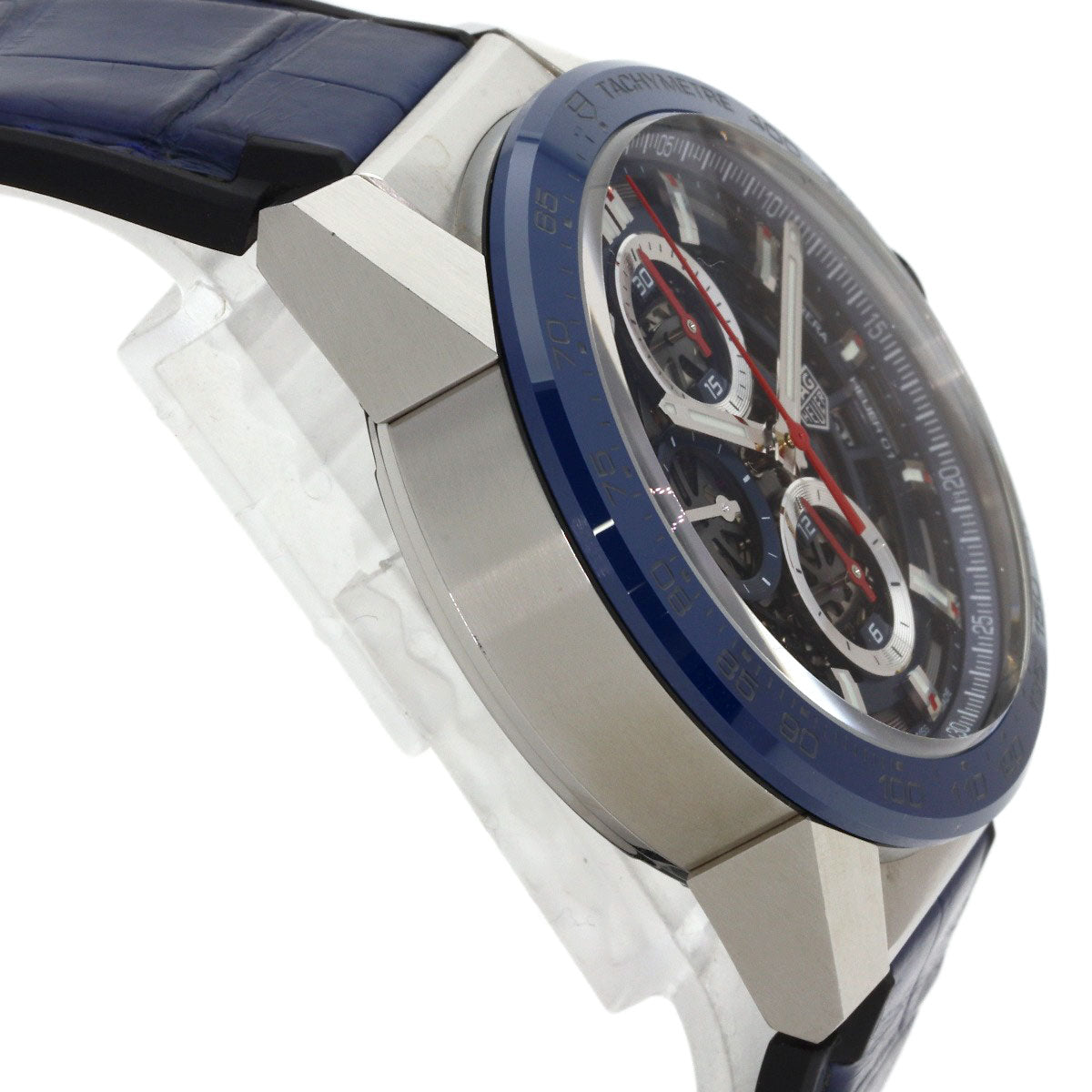 TAG HEUER Carrera Calibre Heuer 01 1.7" Watches CAR201T.FC6406 Stainless Steel/Rubber xLeather mens