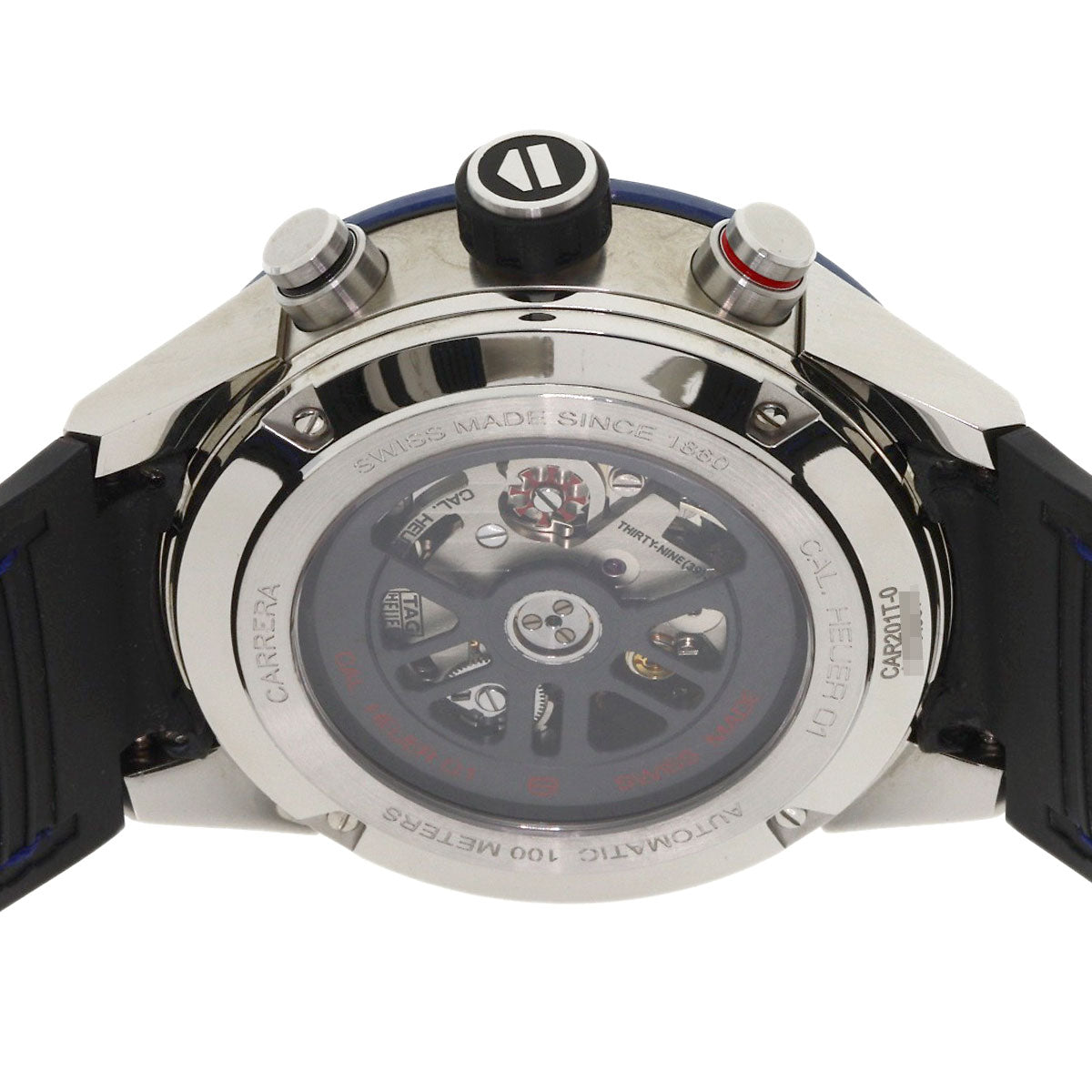 TAG HEUER Carrera Calibre Heuer 01 1.7" Watches CAR201T.FC6406 Stainless Steel/Rubber xLeather mens
