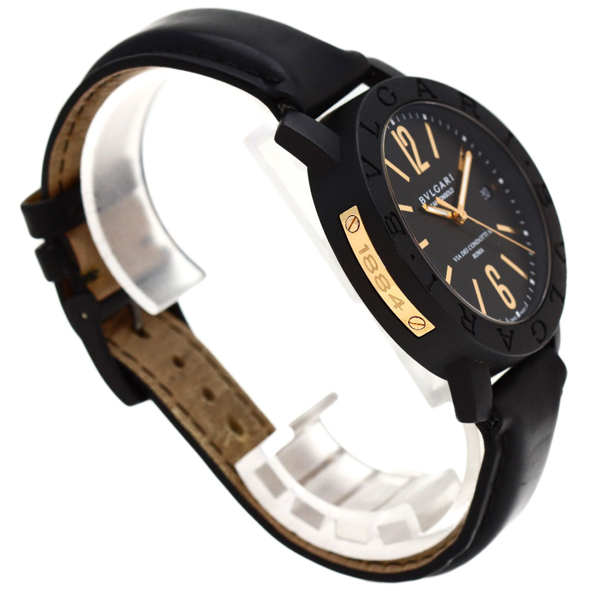 BVLGARI BVLGARI BVLGARI Carbon Gold Watches BB40CL carbon/Leather mens