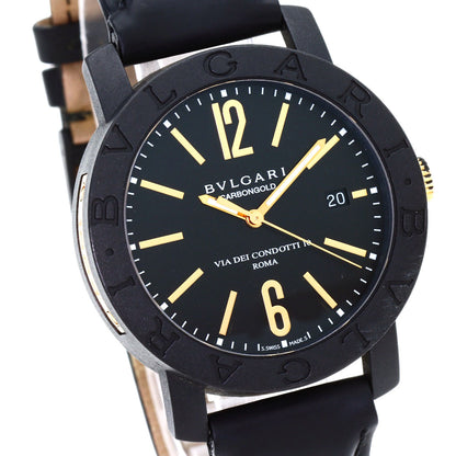 BVLGARI BVLGARI BVLGARI Carbon Gold Watches BB40CL carbon/Leather mens