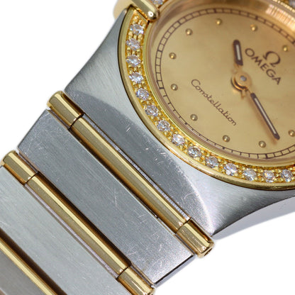 OMEGA Constellation Flat Bezel Diamond Watches Stainless Steel/SSxK18YG Ladies