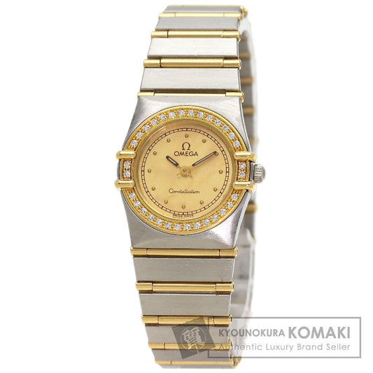OMEGA Constellation Flat Bezel Diamond Watches Stainless Steel/SSxK18YG Ladies