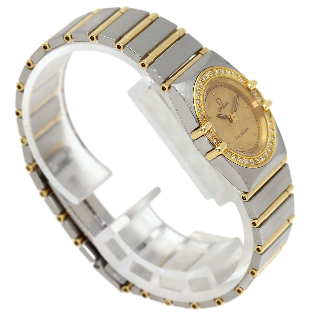 OMEGA Constellation Flat Bezel Diamond Watches Stainless Steel/SSxK18YG Ladies