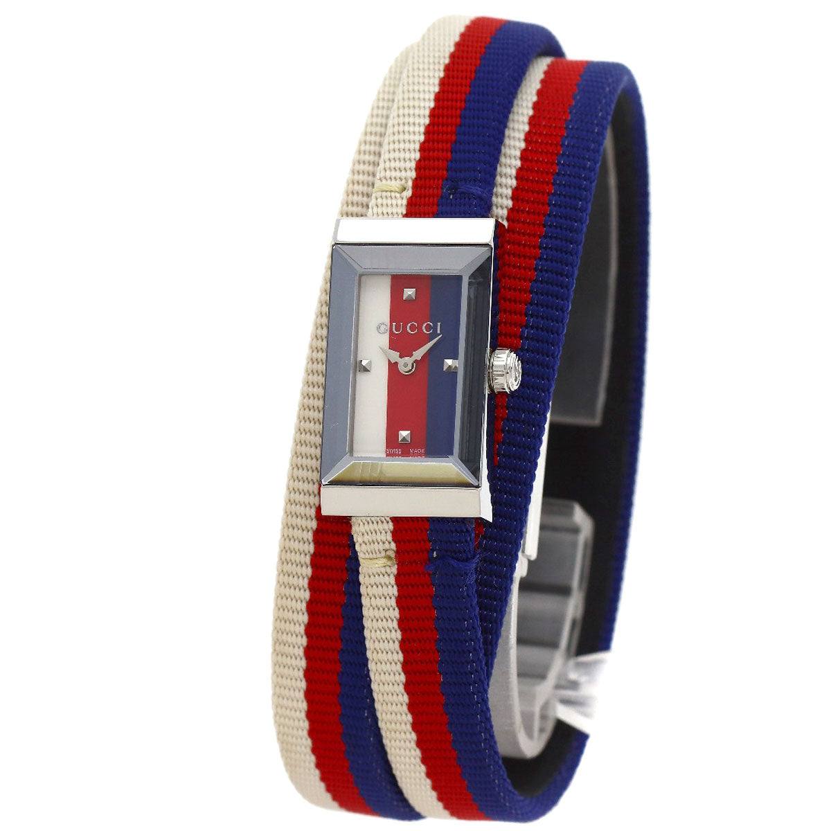 GUCCI G-Frame Rectangular Watches 147.5 Stainless Steel/Leather xCanvas Ladies