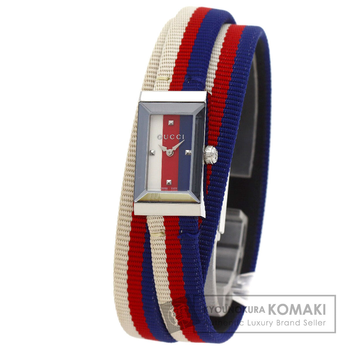 GUCCI G-Frame Rectangular Watches 147.5 Stainless Steel/Leather xCanvas Ladies