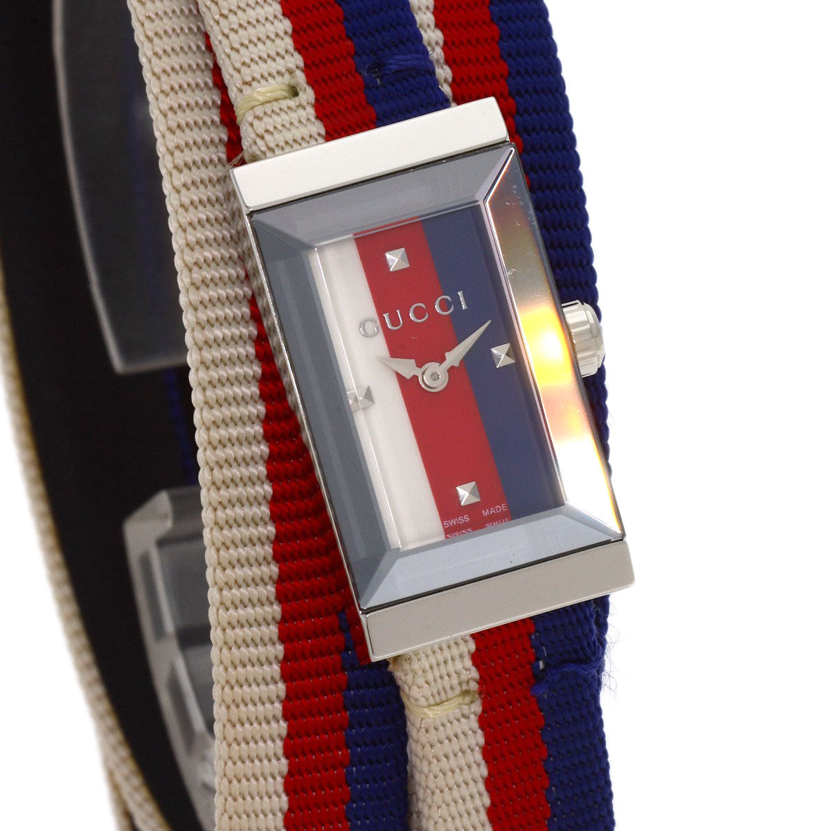 GUCCI G-Frame Rectangular Watches 147.5 Stainless Steel/Leather xCanvas Ladies