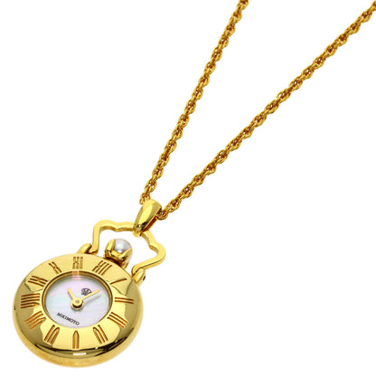 MIKIMOTO Pearl Pearl Pendant Watch Watches Gold Plated Ladies