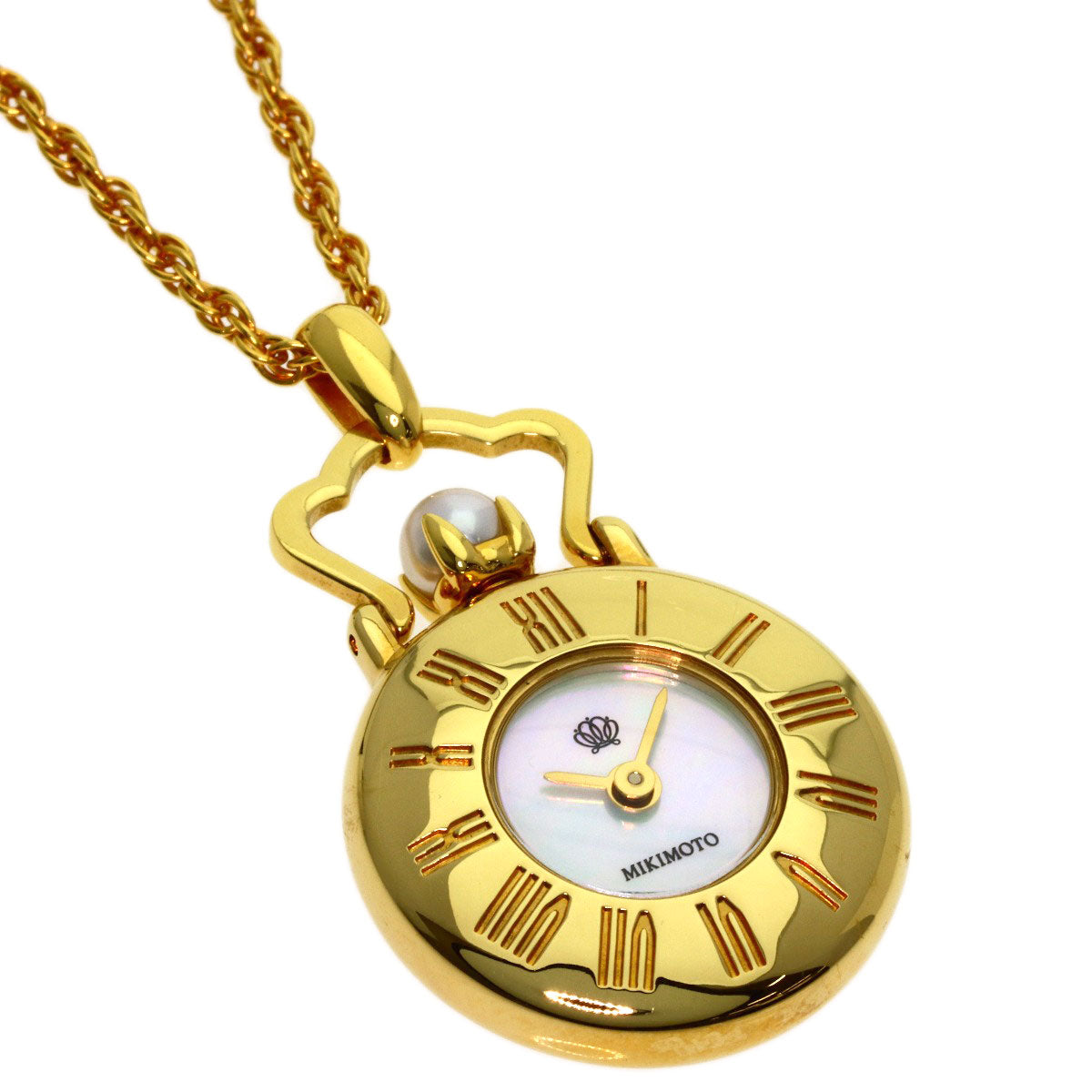 MIKIMOTO Pearl Pearl Pendant Watch Watches Gold Plated Ladies