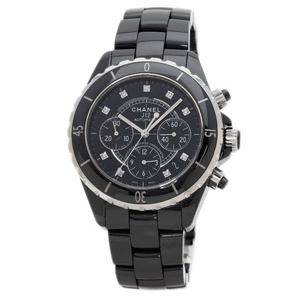 CHANEL J12 Chronograph 1.6" 9P Diamond Watches H2419 Ceramic/Ceramic mens