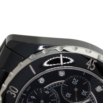 CHANEL J12 Chronograph 1.6" 9P Diamond Watches H2419 Ceramic/Ceramic mens