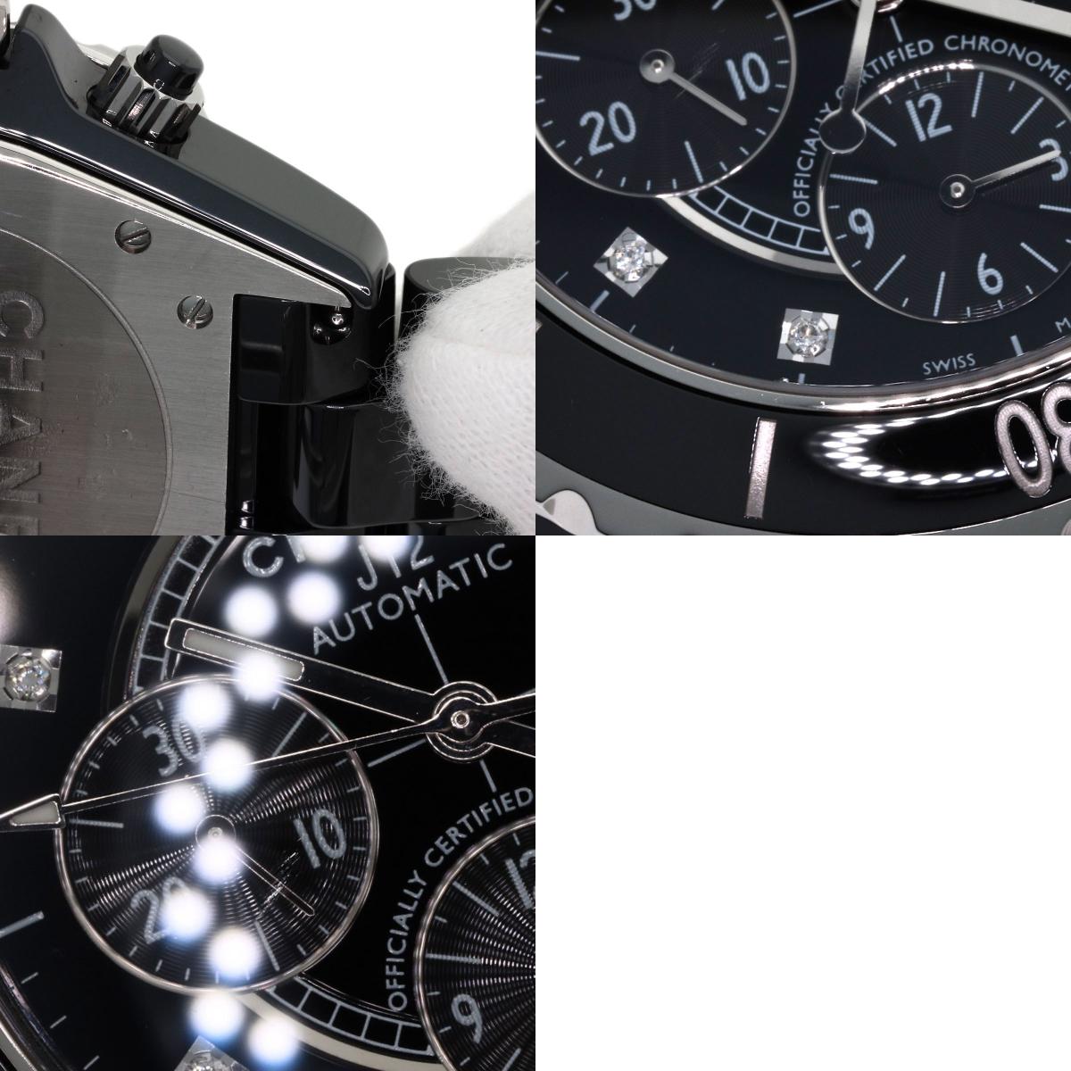 CHANEL J12 Chronograph 1.6" 9P Diamond Watches H2419 Ceramic/Ceramic mens
