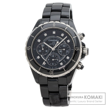CHANEL J12 Chronograph 1.6" 9P Diamond Watches H2419 Ceramic/Ceramic mens