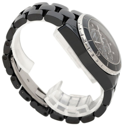 CHANEL J12 Chronograph 1.6" 9P Diamond Watches H2419 Ceramic/Ceramic mens