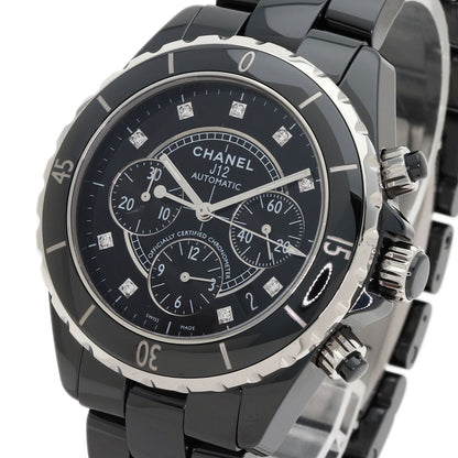 CHANEL J12 Chronograph 1.6" 9P Diamond Watches H2419 Ceramic/Ceramic mens