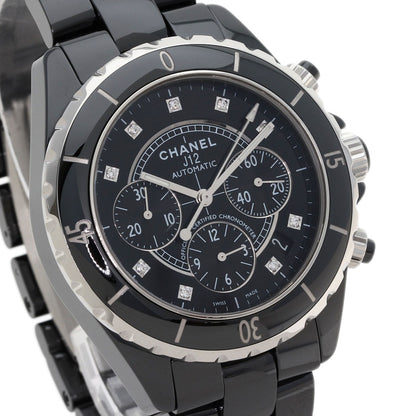 CHANEL J12 Chronograph 1.6" 9P Diamond Watches H2419 Ceramic/Ceramic mens