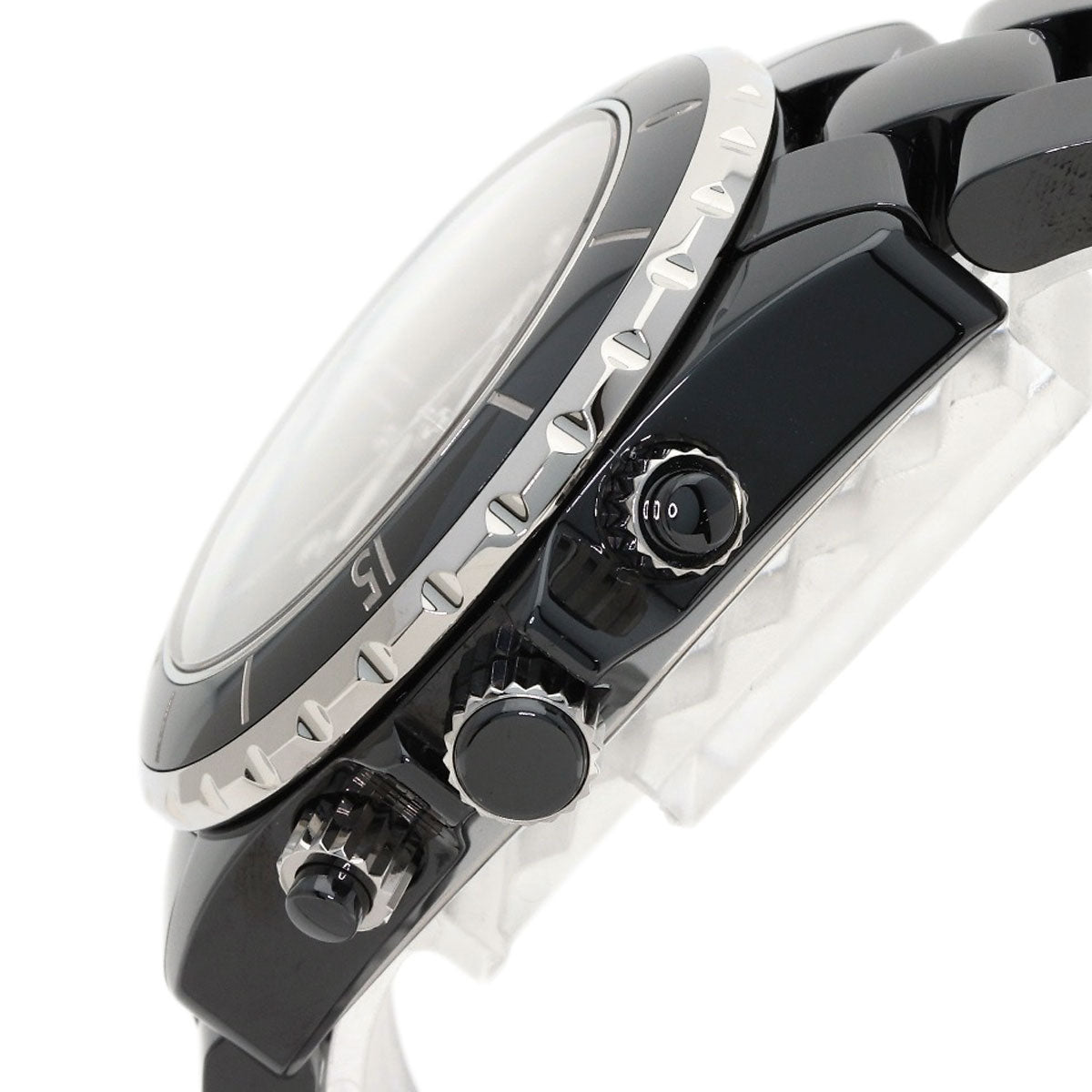 CHANEL J12 Chronograph 1.6" 9P Diamond Watches H2419 Ceramic/Ceramic mens