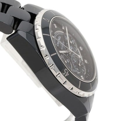 CHANEL J12 Chronograph 1.6" 9P Diamond Watches H2419 Ceramic/Ceramic mens