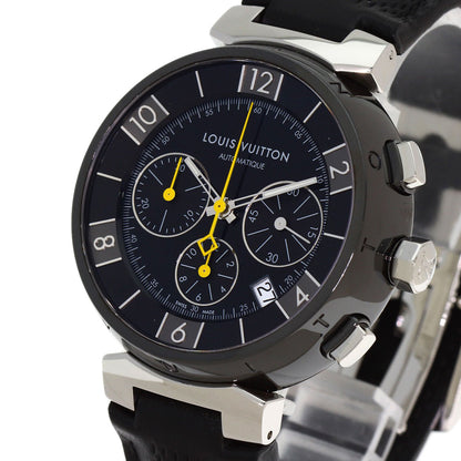 LOUIS VUITTON Tambour in Black Chronograph Watches Q112J Stainless Steel/Leather mens