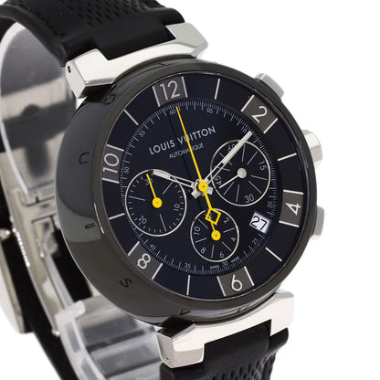 LOUIS VUITTON Tambour in Black Chronograph Watches Q112J Stainless Steel/Leather mens