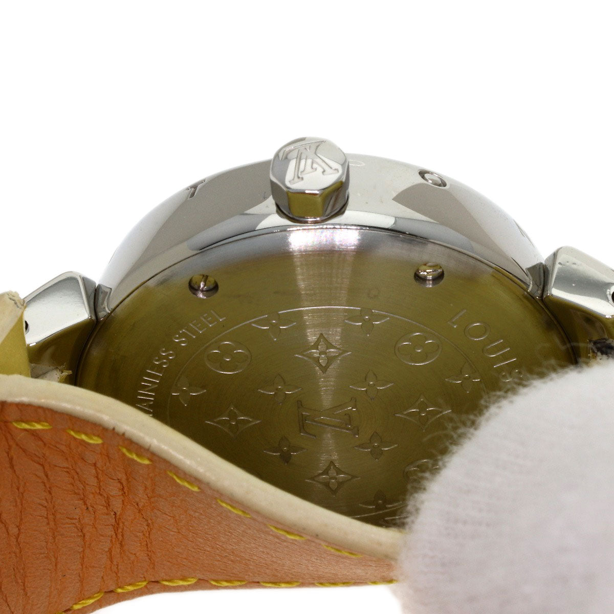 LOUIS VUITTON Tambour Watches Q121C Stainless Steel/Enamel Ladies