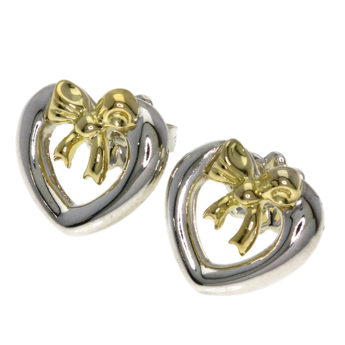 TIFFANY&Co. Heart with Bow earring Silver 18K Yellow GoldLadies [Used]
